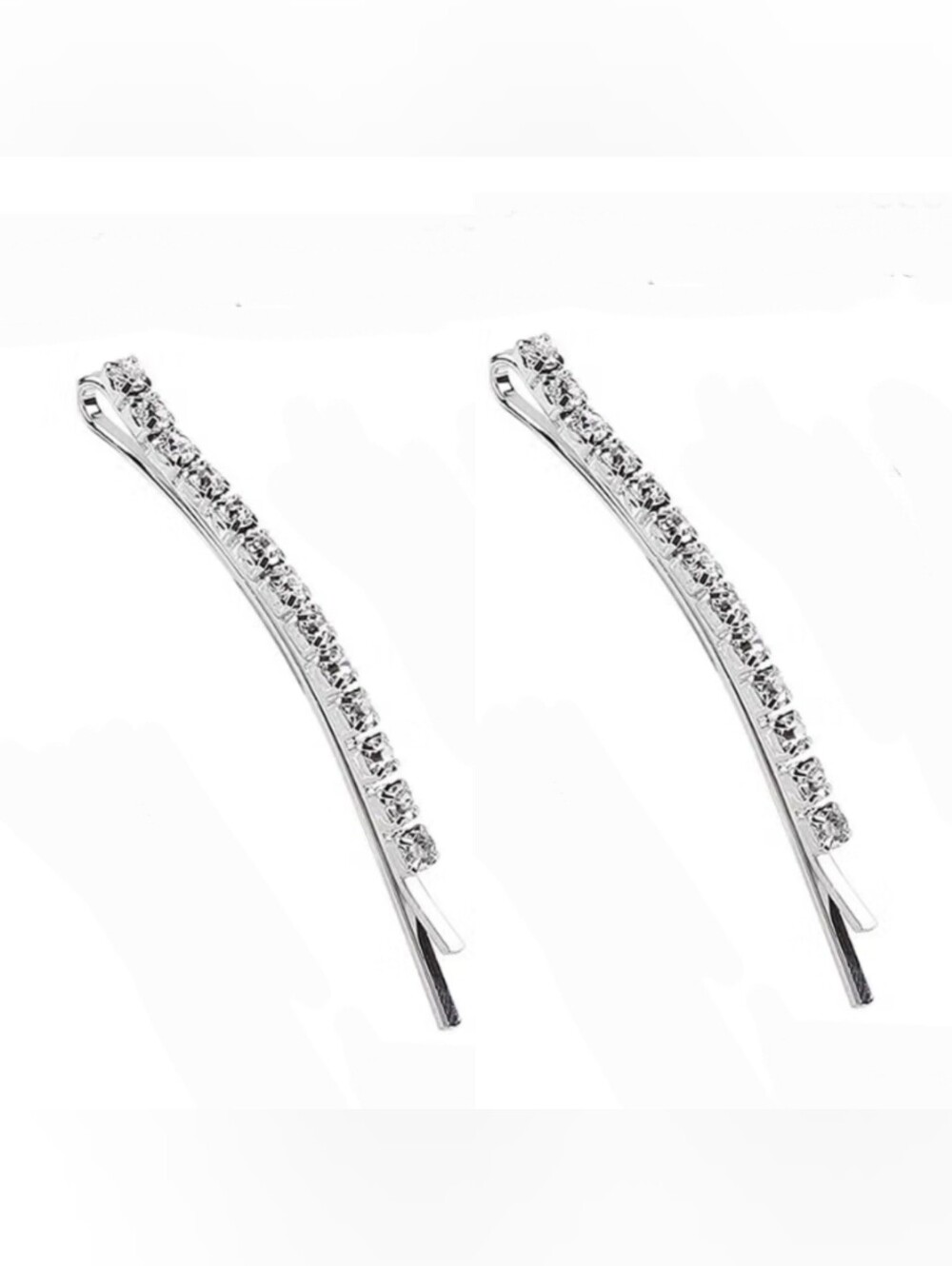 2 pc Elegant Silver Rhinestone Hair Clips BNIB